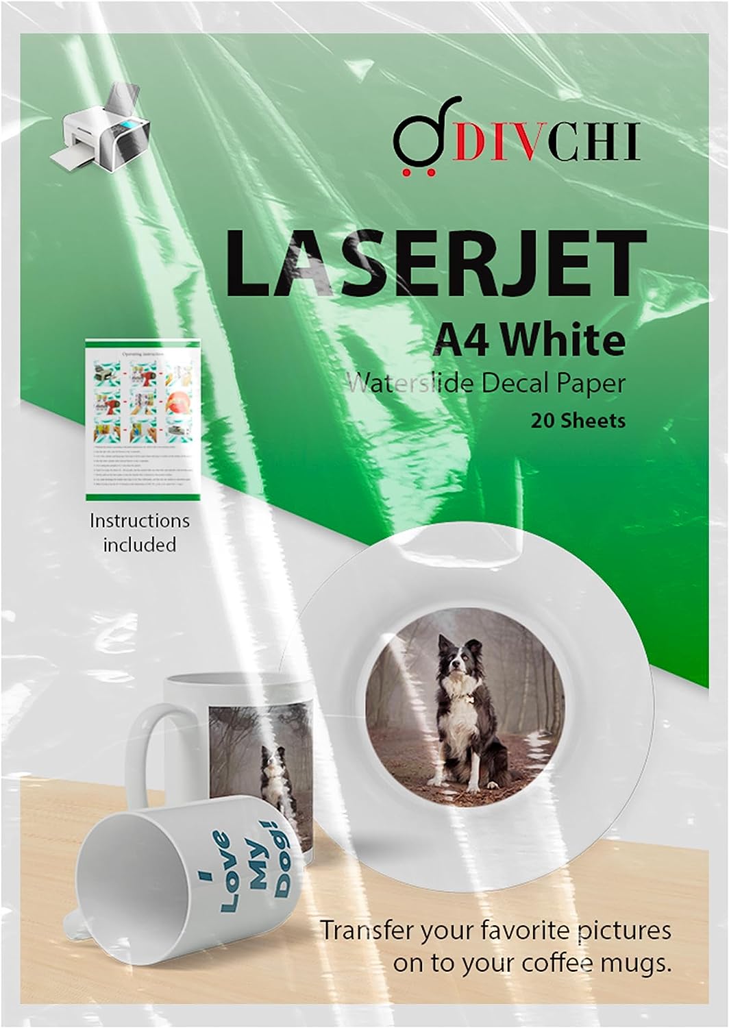 DIVCHI Water Slide Decal Paper A4 Size Inkjet and Laser Printer Decals Sheet - DIVCHI