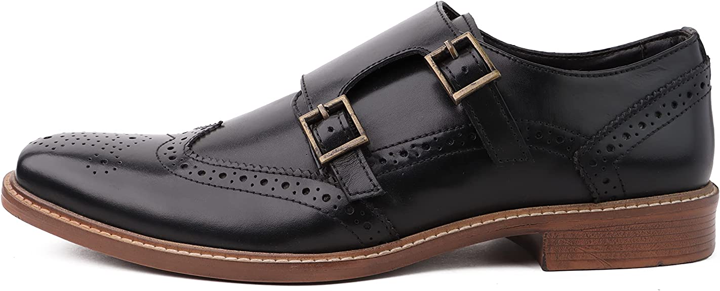 DIVCHI Men Monk Shoes Slip Buckle Strap on Loafers - DIVCHI
