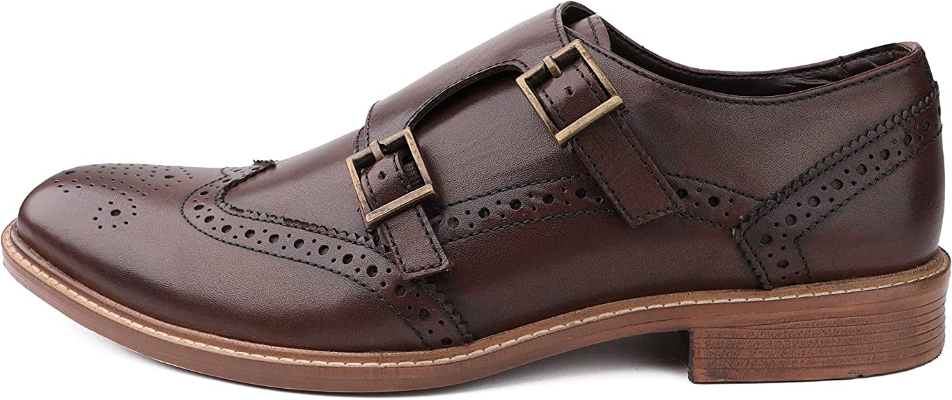 DIVCHI Men Monk Shoes Slip Buckle Strap on Loafers - DIVCHI