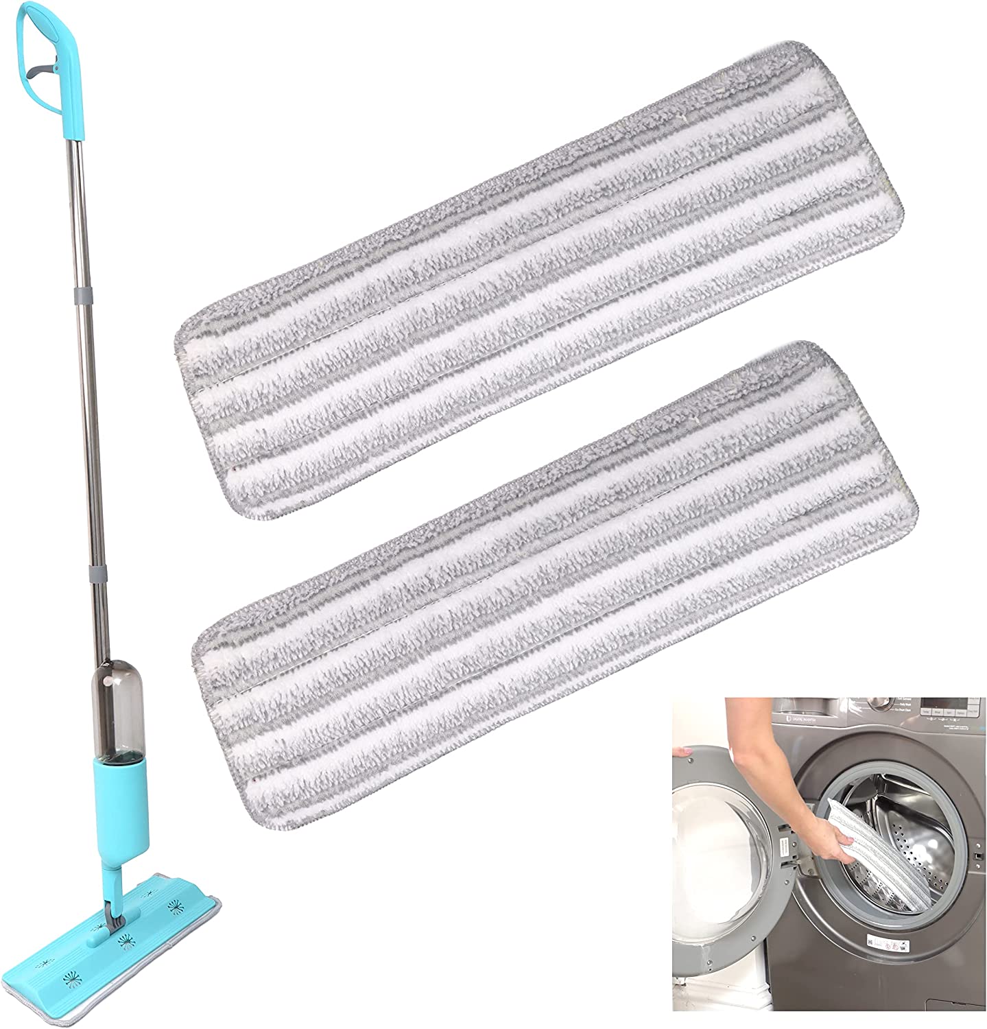 Set of 2 Replacemnt Microfiber Reusable Pads for Cleaning Floors