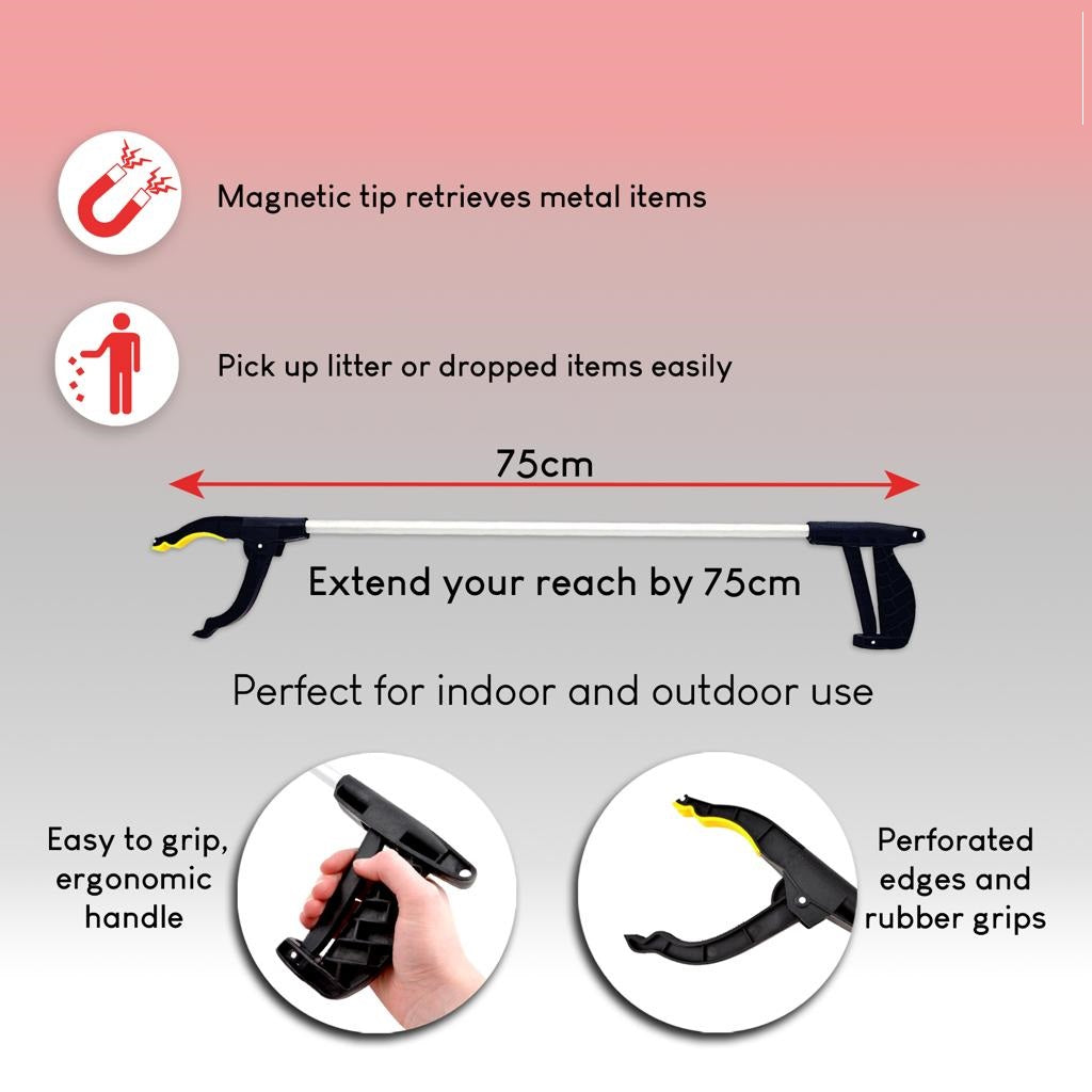 PICKUP TOOL LONG REACH GRABBER REACHER HELPING HAND 75CM LONG (4PACK) - DIVCHI