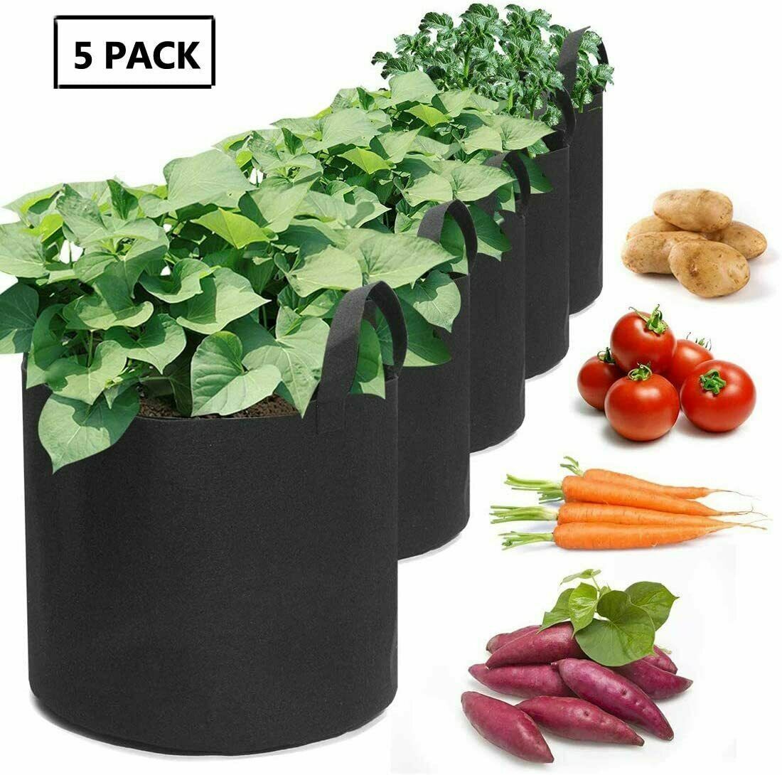 DIVCHI Vegetable Grow Bags,5 Pack Plant Grow Bags Breathable Garden Growing Bag - DIVCHI