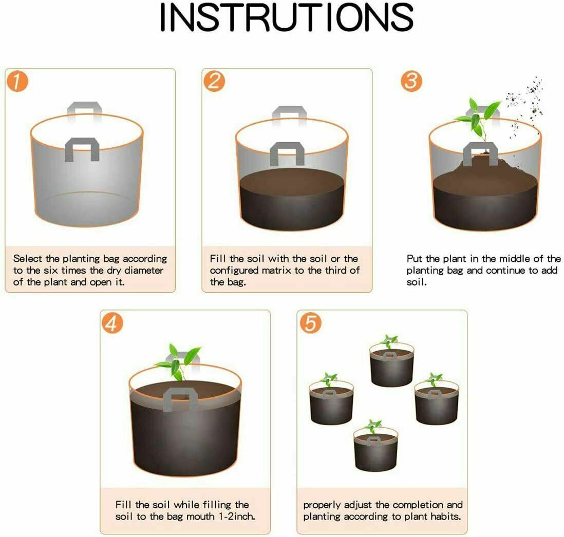 DIVCHI Vegetable Grow Bags,5 Pack Plant Grow Bags Breathable Garden Growing Bag - DIVCHI