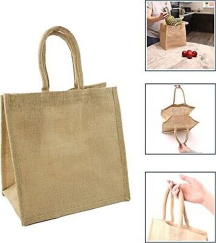 10 Pack Jute Shopper Bags – Reusable Eco-Friendly Tote with Handles - DIVCHI