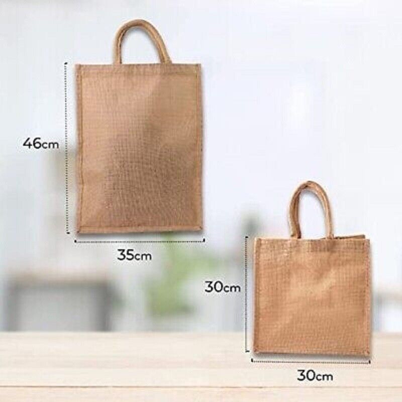 10 Pack Jute Shopper Bags – Reusable Eco-Friendly Tote with Handles - DIVCHI