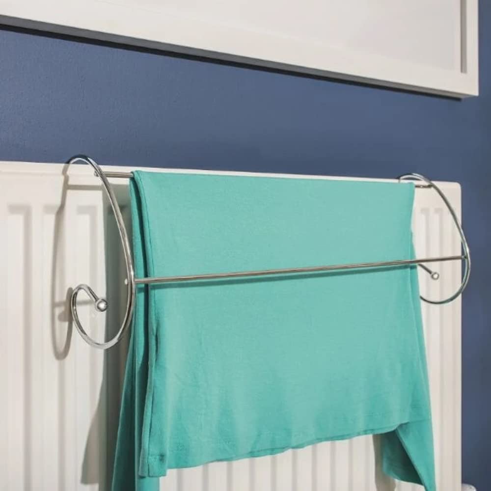 Set of 2 Chrome Radiator Towel Rail Rack Stand Indoor Clothes Dryer Twin Pack - DIVCHI