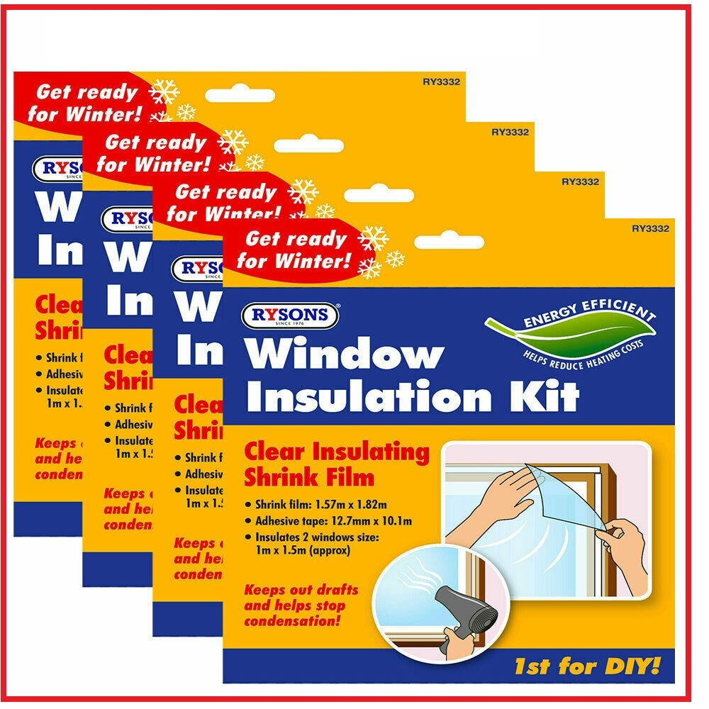 WINDOW INSULATION KIT SHRINK FIT DOUBLE GLAZING FILM COLD DRAUGHT EXCLUDER