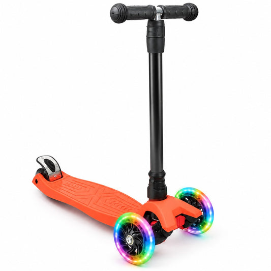 DIVCHI 3 wheel kids scooter in orange with light-up wheels