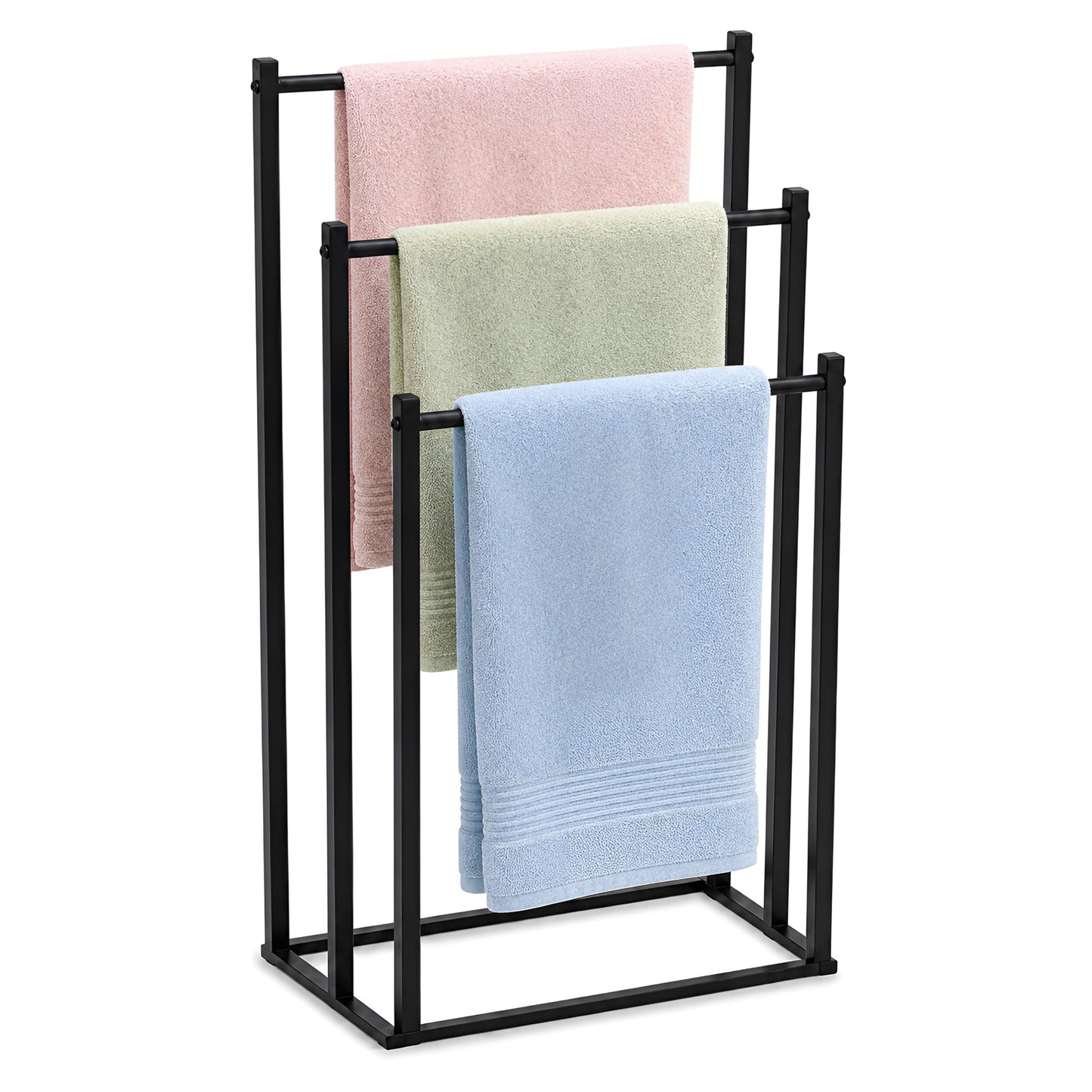 DIVCHI Freestanding Towel Rail - 3 Tier Towel Drying Stand, Black