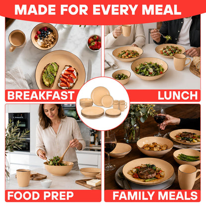 DIVCHI 16-Piece Dinner Set for 4, Ceramic Kitchen Tableware