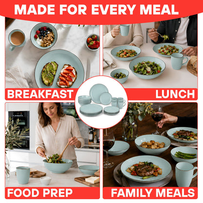 DIVCHI 16-Piece Dinner Set for 4, Ceramic Kitchen Tableware