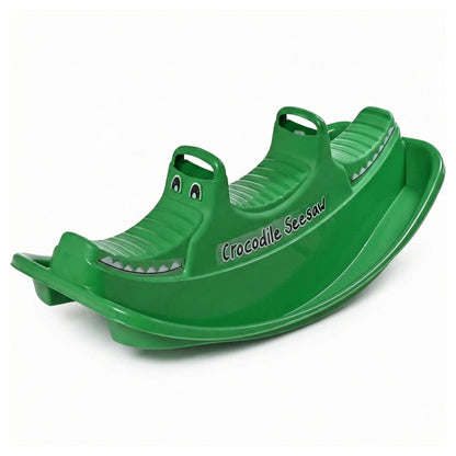 DIVCHI green crocodile seesaw rocker for kids with easy-grip handles