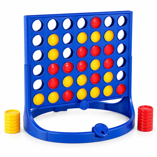 DIVCHI 4 in a Row game with blue grid, red and yellow counters