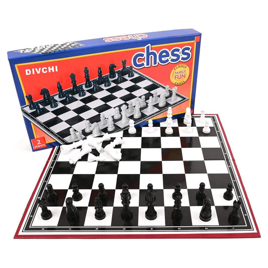 DIVCHI chess board game box with folding board and 32 chess pieces