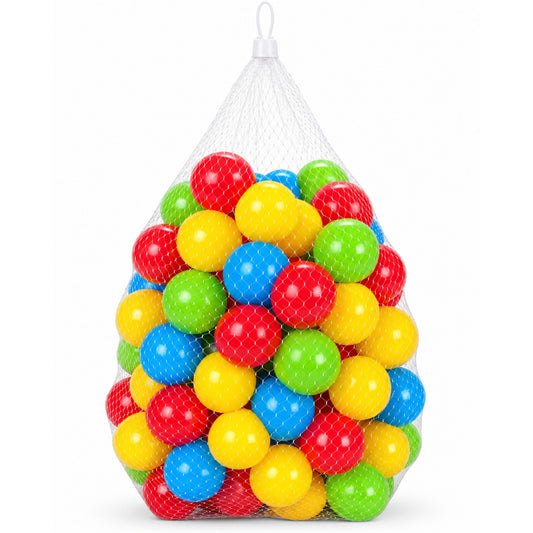 DIVCHI soft play balls in 4 colours: red, yellow, green and blue, in a net bag
