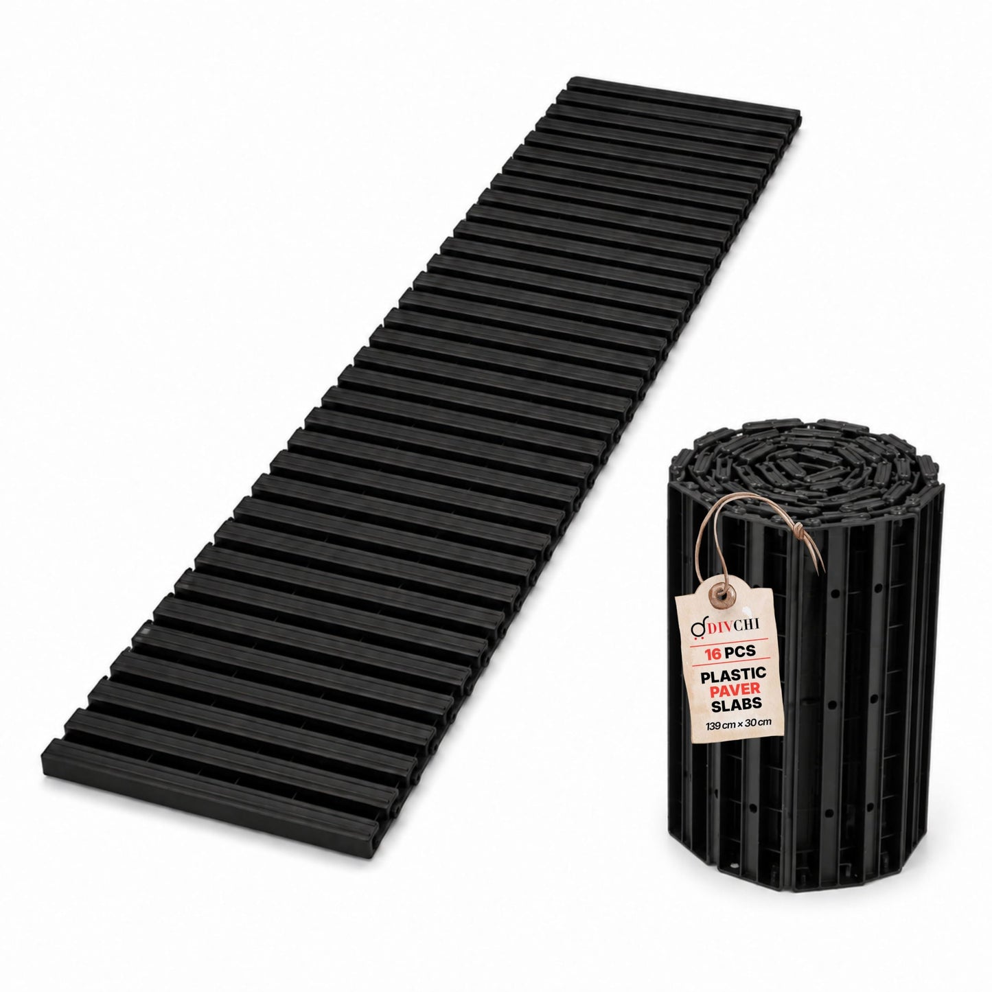 DIVCHI 1.39m Roll Out Garden Path, Durable Pathway & Grass Protection Mat | Outdoor Walkway for Lawns & Patios, Interlocking Plastic Paving Slabs