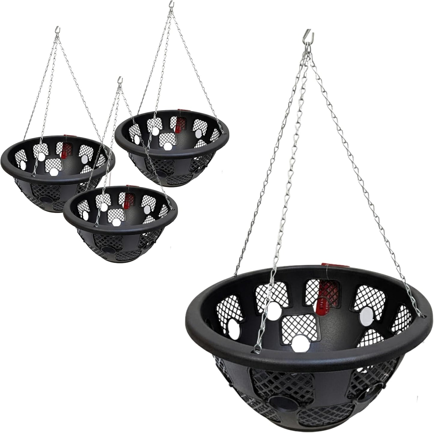 DIVCHI 14-Inch Hanging Basket Set of 4 – Durable Garden Planters with Chains for Balcony, Patio & Outdoor Use