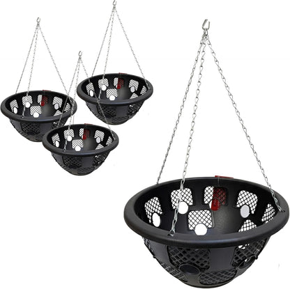 DIVCHI 14-Inch Hanging Basket Set of 4 – Durable Garden Planters with Chains for Balcony, Patio & Outdoor Use