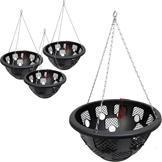 DIVCHI 14-Inch Hanging Basket Set of 4 – Durable Garden Planters with Chains for Balcony, Patio & Outdoor Use
