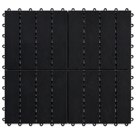 DIVCHI Composite Decking Tiles Set of 4 Interlocking Mat Outdoor Garden Deck Tiles Patio Flooring for Balcony Terrace (29.5 x 29.5 cm)