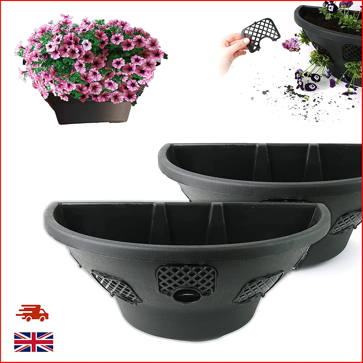 DIVCHI 18" Wall Hanging Baskets Wall-Mounted Flower Planters Basket For Garden - DIVCHI