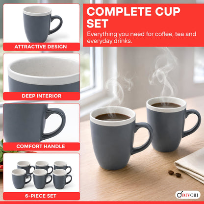 DIVCHI Coffee Mugs Set of 6 Ceramic Tea Hot Chocolate Cups