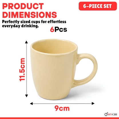 DIVCHI Coffee Mugs Set of 6 Ceramic Tea Hot Chocolate Cups