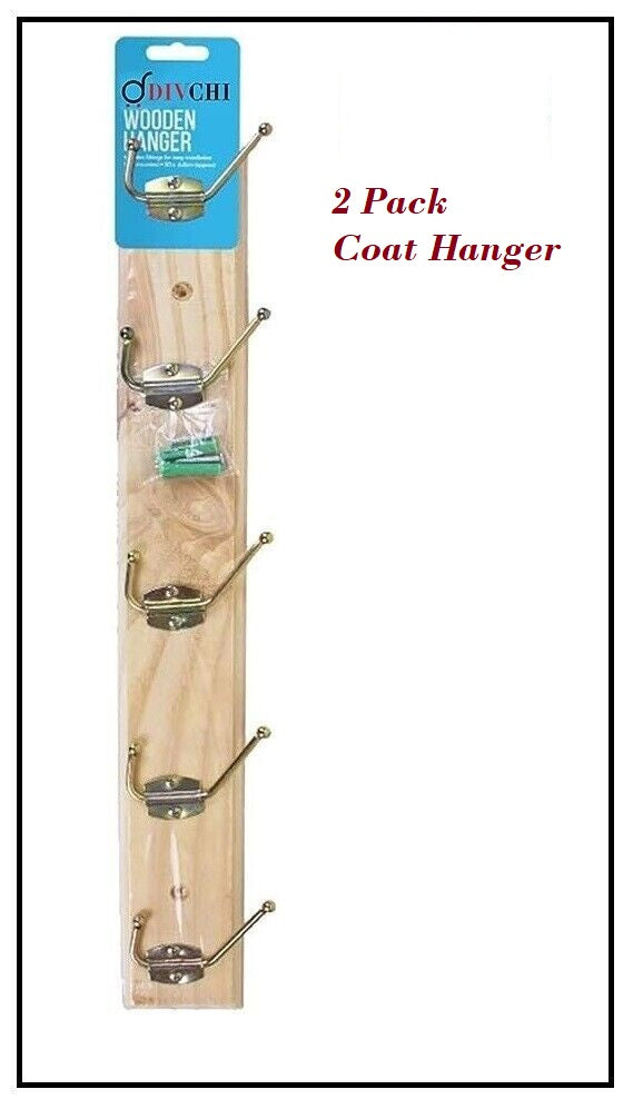 Wooden Coat Hanger, 5 Hooks Solid Wood Wall Dual Coat Hangers Rack Dur –  DIVCHI