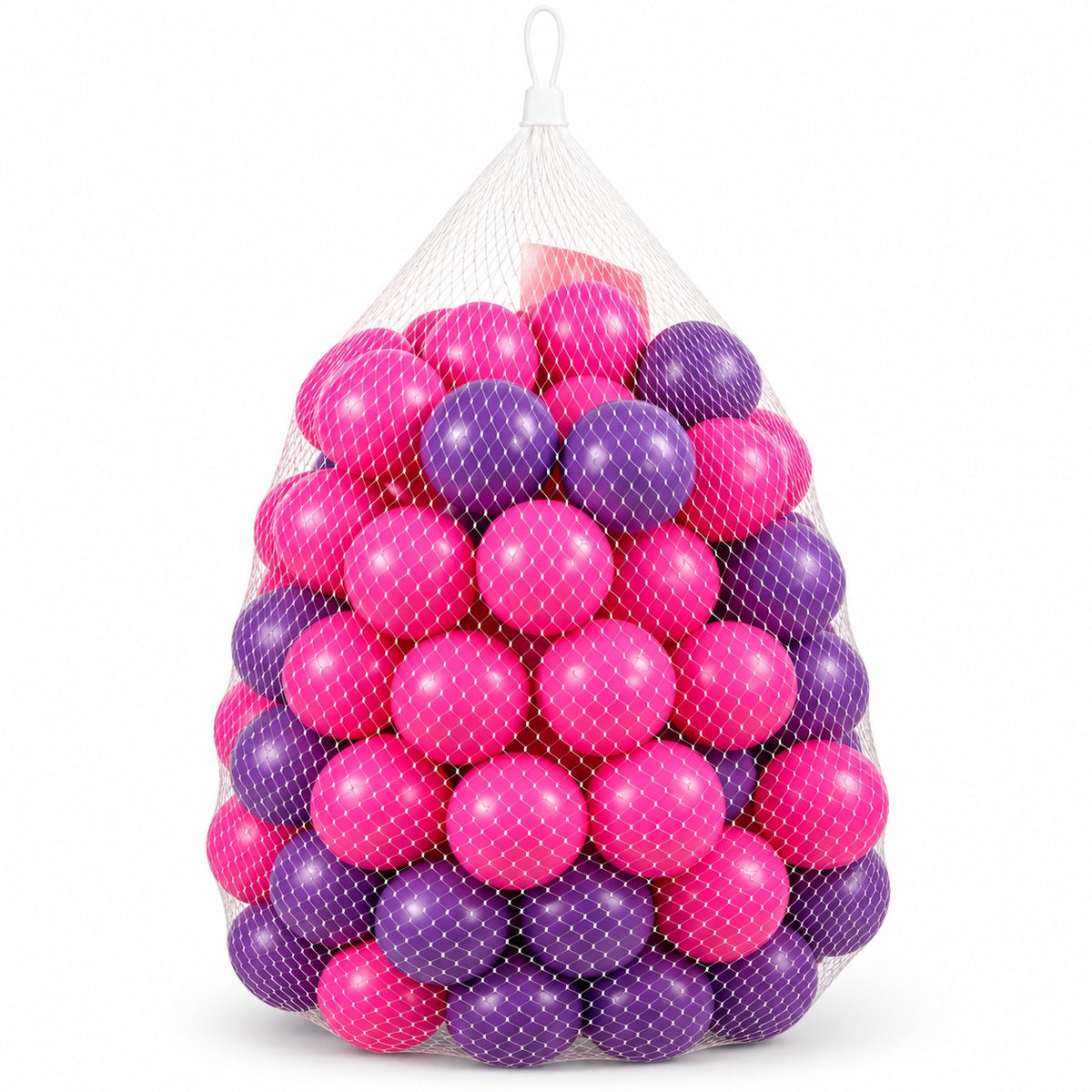 DIVCHI pink and purple soft play balls in a net bag