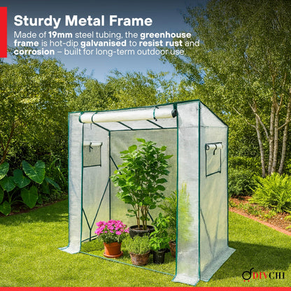DIVCHI Walk-In Garden Greenhouse Tomato Greenhouse Tent With Roll-Up Zippered Door UV Resistant PE Cover, Durable Rust-Proof Steel Frame Plants Shed for Garden & Backyard (White)
