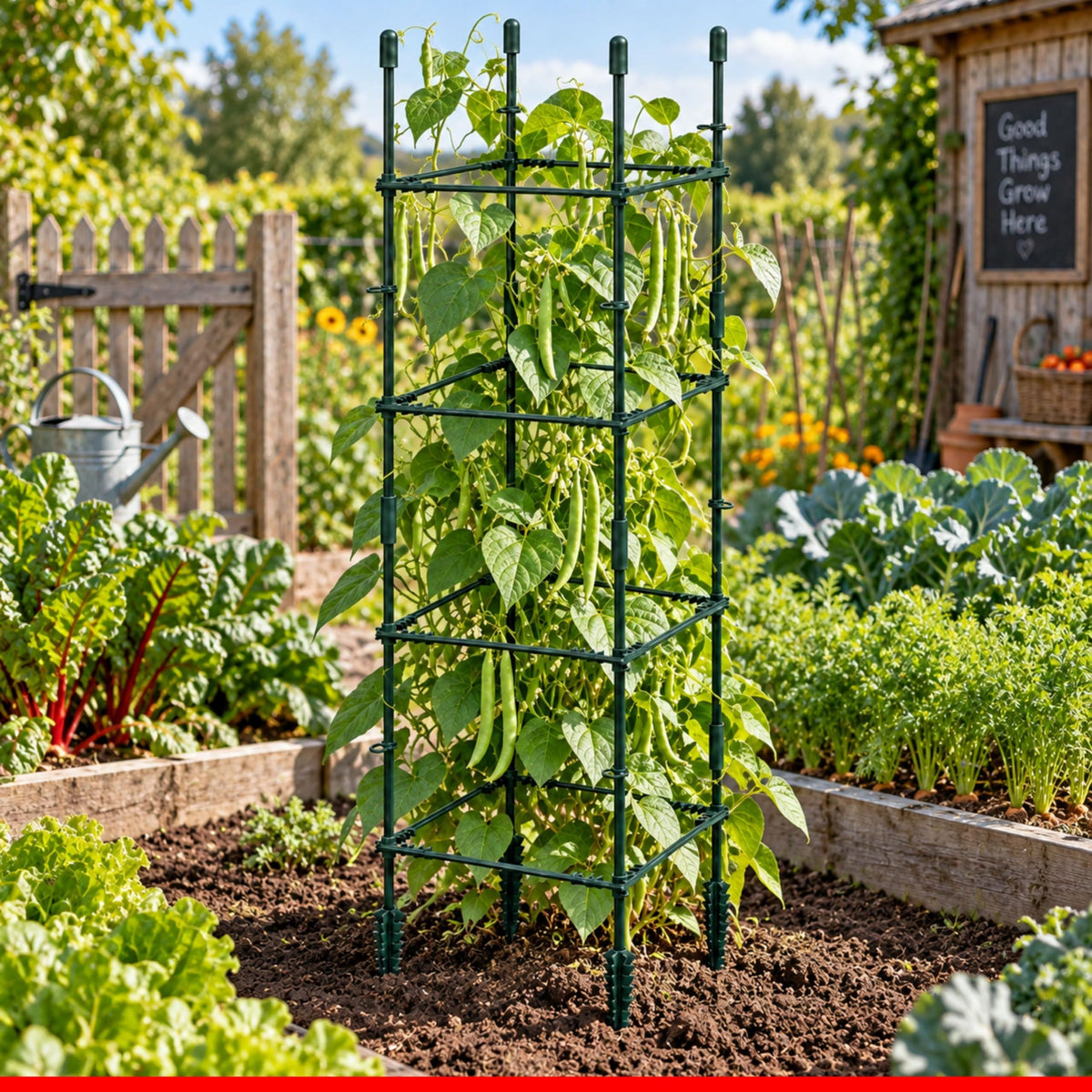 DIVCHI Tomato Plant Support Cage, Square Garden Trellis with Plants Support Clips & Stakes for Vertical Climbing Plants, Vegetables, Fruits, Flowers & Vines