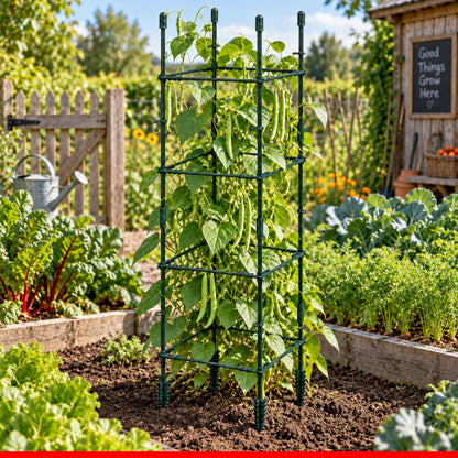 DIVCHI Tomato Plant Support Cage, Square Garden Trellis with Plants Support Clips & Stakes for Vertical Climbing Plants, Vegetables, Fruits, Flowers & Vines