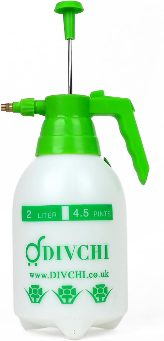 DIVCHI 2L Pressure Spray Bottle with Adjustable Nozzle Portable Hand Pump Garden Water Sprayer – Weed Killer Hand Held Lawn Plant Sprayer – Heavy Duty Material – Small Compact - DIVCHI