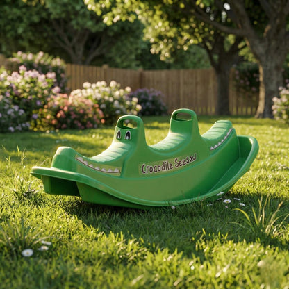 DIVCHI crocodile seesaw on the lawn, perfect for garden play