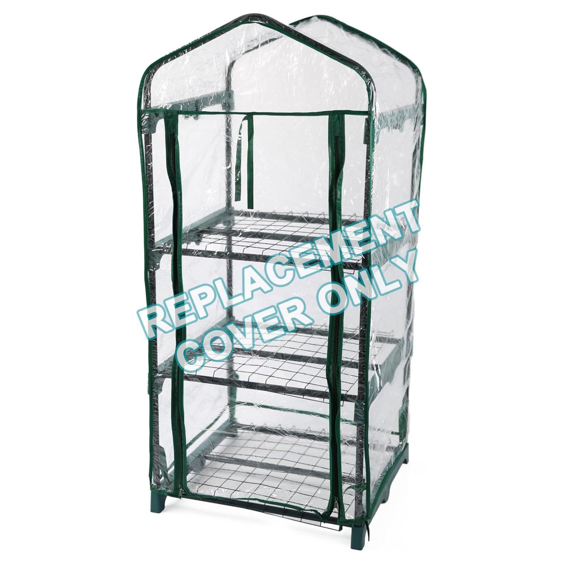 Clear greenhouse cover with green frame on a white background