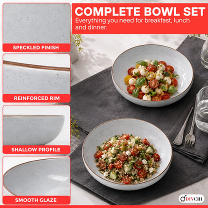DIVCHI Bowls Set of 6, Ceramic Serving Bowl