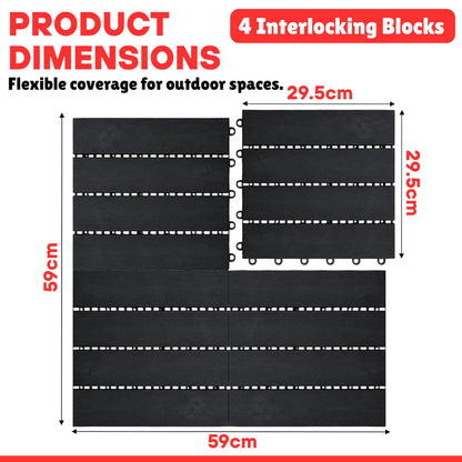 DIVCHI Composite Decking Tiles Set of 4 Interlocking Mat Outdoor Garden Deck Tiles Patio Flooring for Balcony Terrace (29.5 x 29.5 cm)