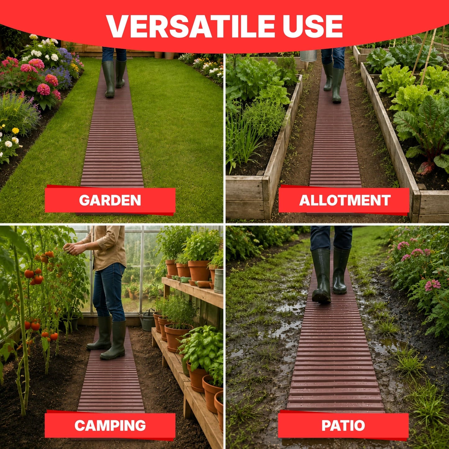 DIVCHI 1.39m Roll Out Garden Path, Durable Pathway & Grass Protection Mat | Outdoor Walkway for Lawns & Patios, Interlocking Plastic Paving Slabs