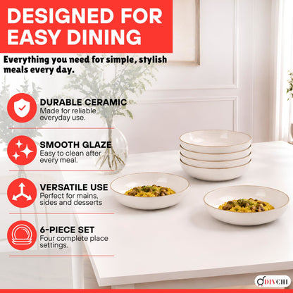 DIVCHI Bowls Set of 6, Ceramic Serving Bowl