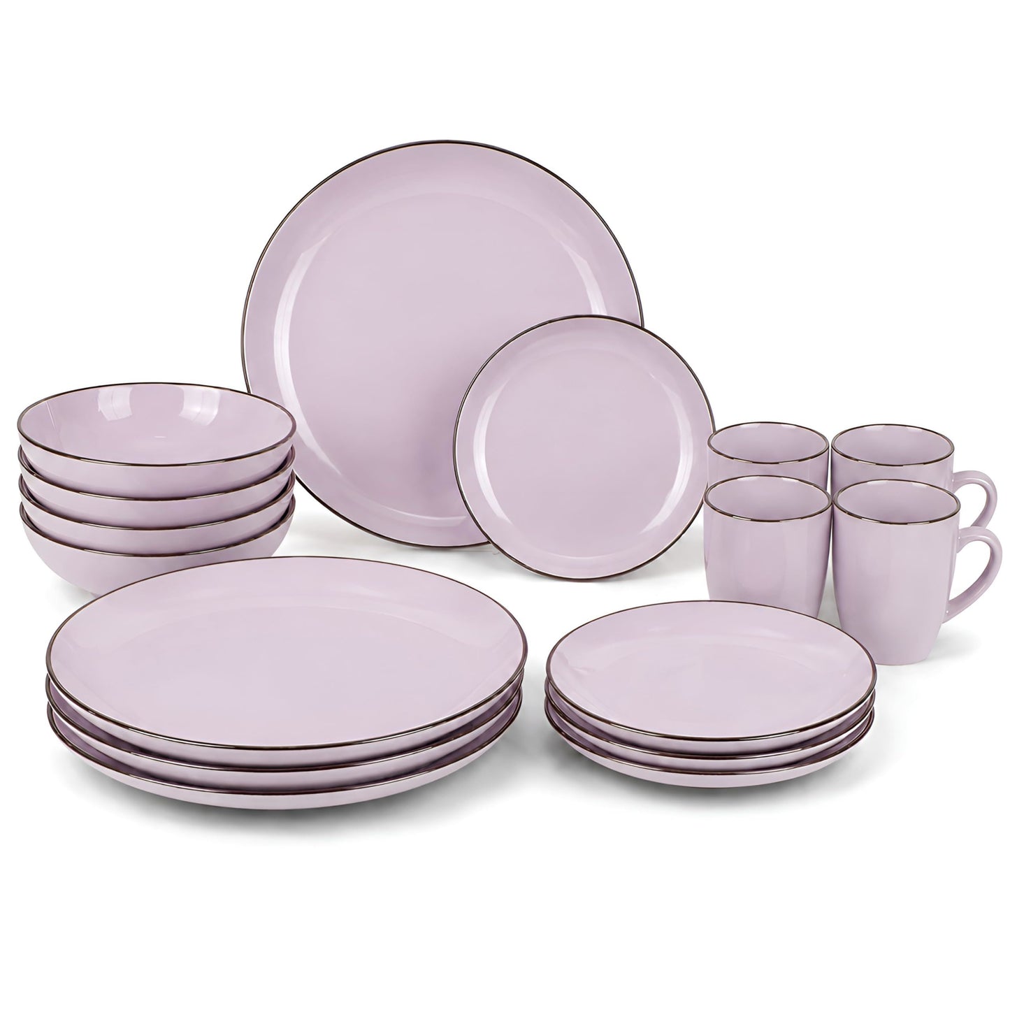 DIVCHI 16-Piece Dinner Set for 4, Ceramic Kitchen Tableware