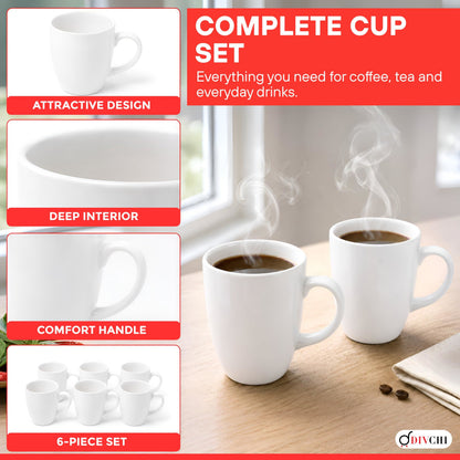 DIVCHI Coffee Mugs Set of 6 Ceramic Tea Hot Chocolate Cups