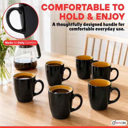 DIVCHI Coffee Mugs Set of 6 Ceramic Tea Hot Chocolate Cups