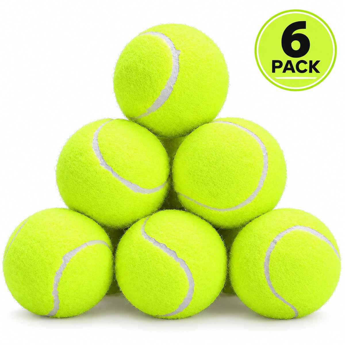 DIVCHI 6 pack of bright yellow-green tennis balls