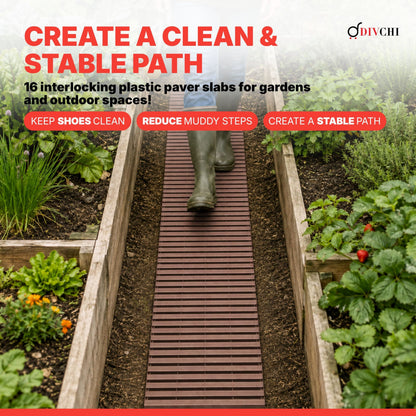 DIVCHI 1.39m Roll Out Garden Path, Durable Pathway & Grass Protection Mat | Outdoor Walkway for Lawns & Patios, Interlocking Plastic Paving Slabs