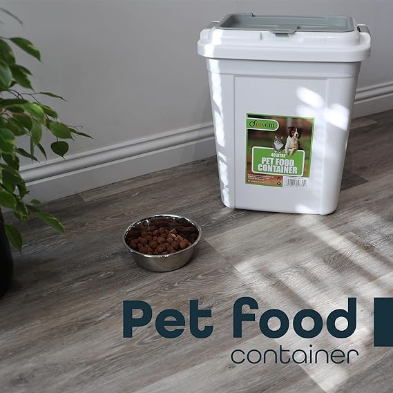 Pet Food Storage Container Flip Top Locking System With Integrated Scoop