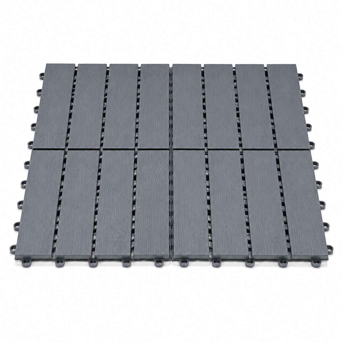 DIVCHI Composite Decking Tiles Set of 4 Interlocking Mat Outdoor Garden Deck Tiles Patio Flooring for Balcony Terrace (29.5 x 29.5 cm)