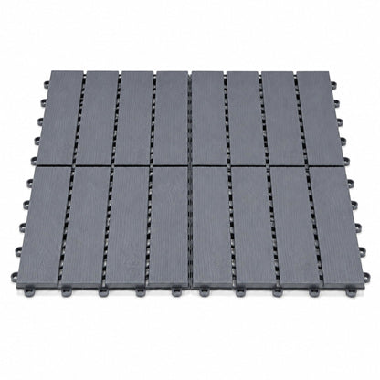 DIVCHI Composite Decking Tiles Set of 4 Interlocking Mat Outdoor Garden Deck Tiles Patio Flooring for Balcony Terrace (29.5 x 29.5 cm)