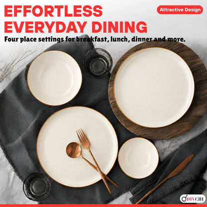DIVCHI 16-Piece Dinner Set for 4 Ceramic Dinnerware Set