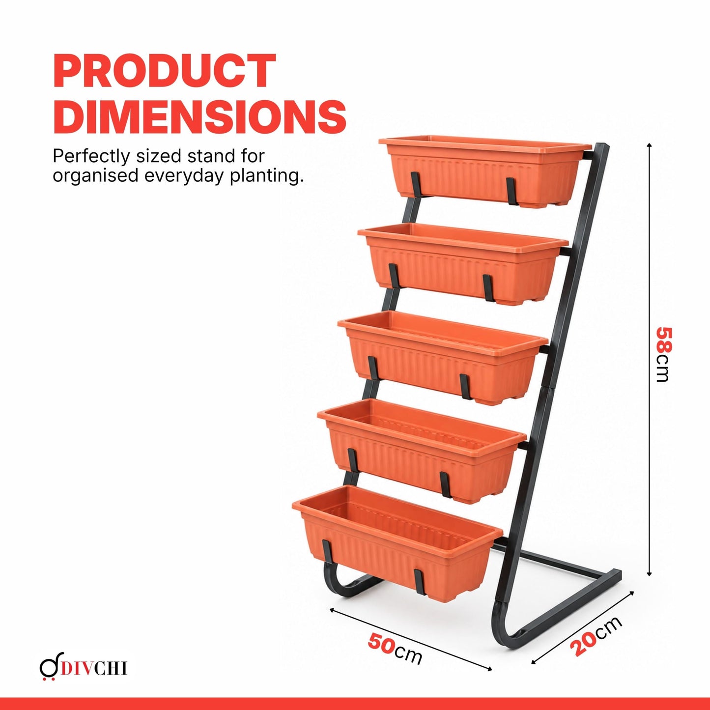 DIVCHI 5 Tier Raised Garden Bed Outdoor Plant Stand 5 Planters