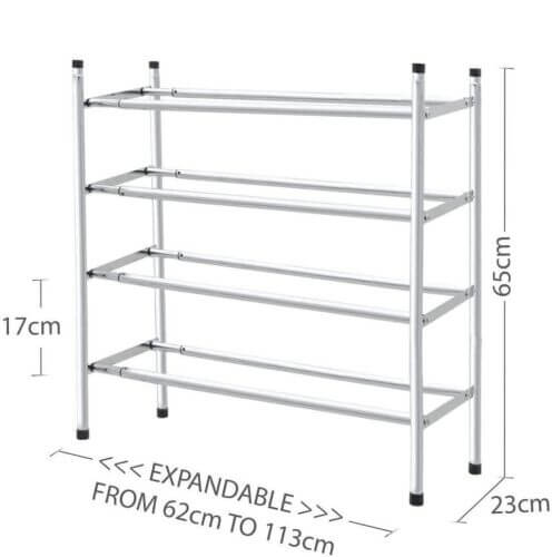 Chrome Shoe Storage Cabinet Grey Extendable Rack Available in 3 Differ ...